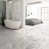 White Marble Aqua Pro 8 5mm High Gloss Laminate Flooring 122130 P122130 252471 Image
