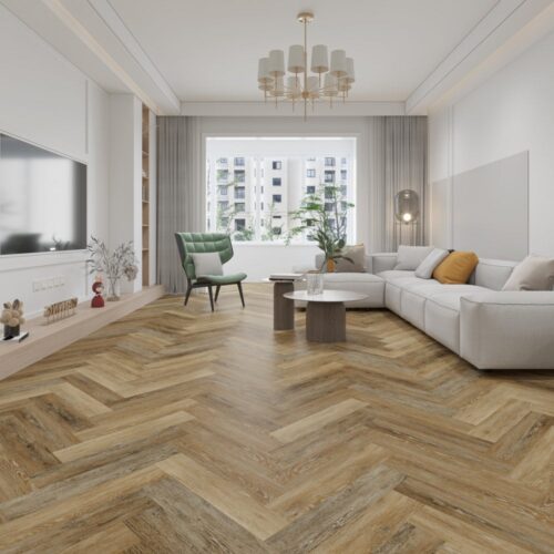 Woodlands Nature Herringbone Woolstone 8004