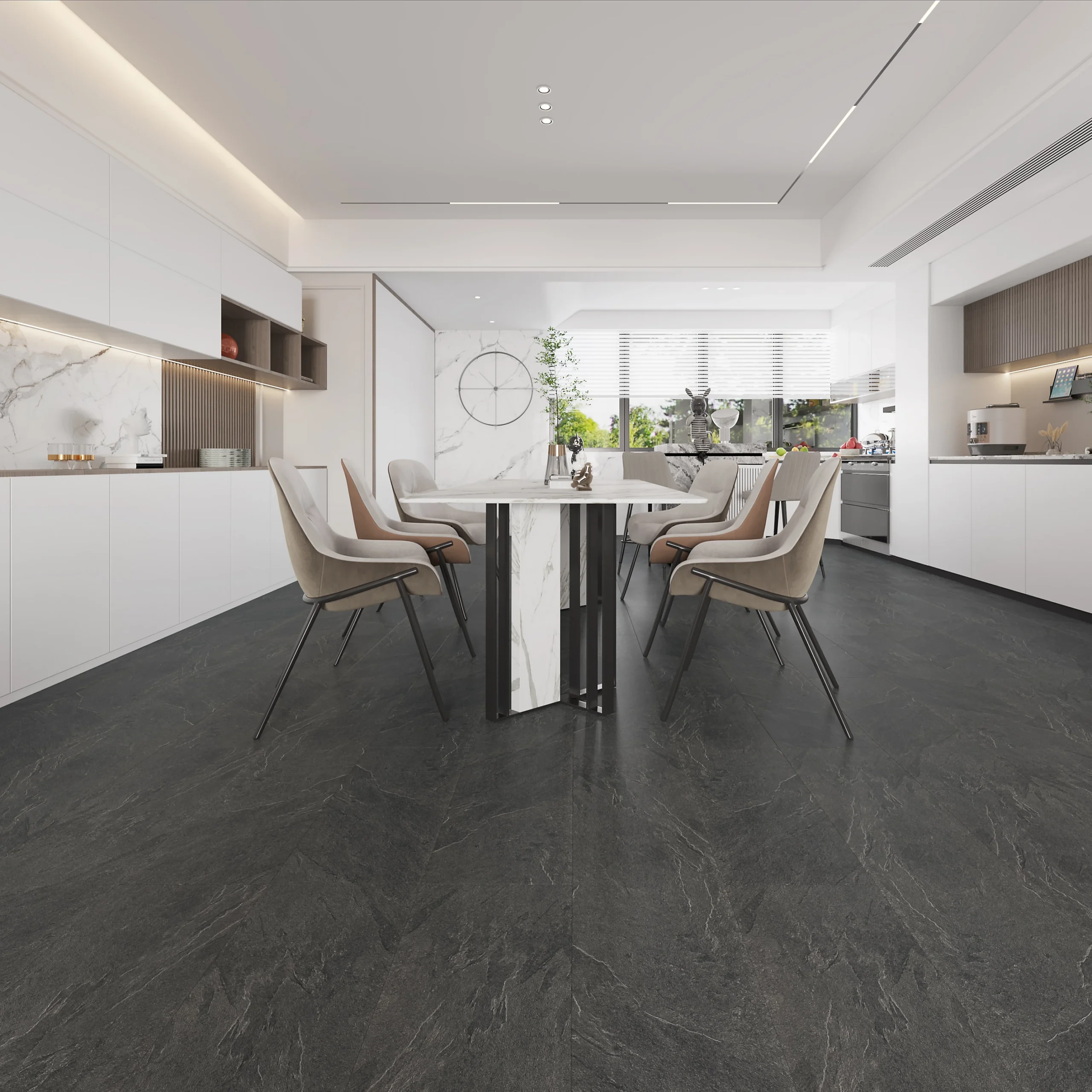 Anglo Flooring Marbra Natural Slate Marble Tile Effect Gloss Black Plank Laminate Flooring 8mm 2 19m ~9508565152888 01c Mp