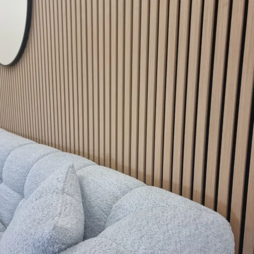 Real Wooden Acoustic Slatted Wall Panels - Light Oak - 240cm x 60cm (4 pack) product image 2