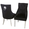 Bentley Chrome Chair Black Velvet Lion Knocker