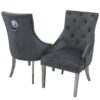 Bentley Dark Grey Velvet Dining Chair With Chrome Lion Knocker Quilted Back P81961 166692 Zoom