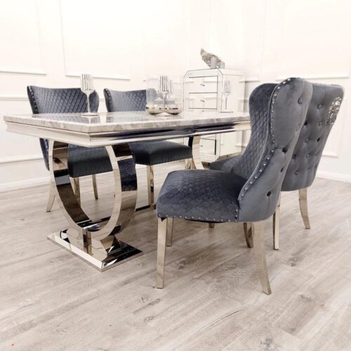 Arriana 1.8 Dining Table With 6 Chelsea Shimmer Chairs1