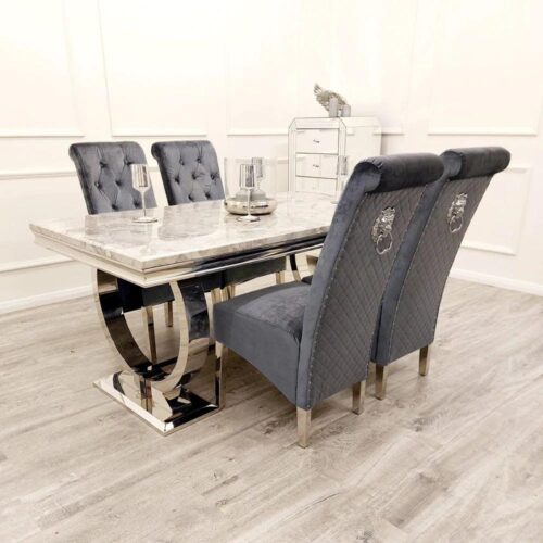 Arriana 1.8 Dining Table With 6 Emma Shimmer Chairs1