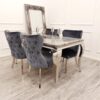 Louis 150cm Grey Marble Dining Table