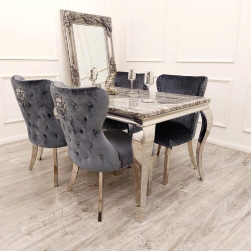 Louis 150cm Grey Marble Dining Table