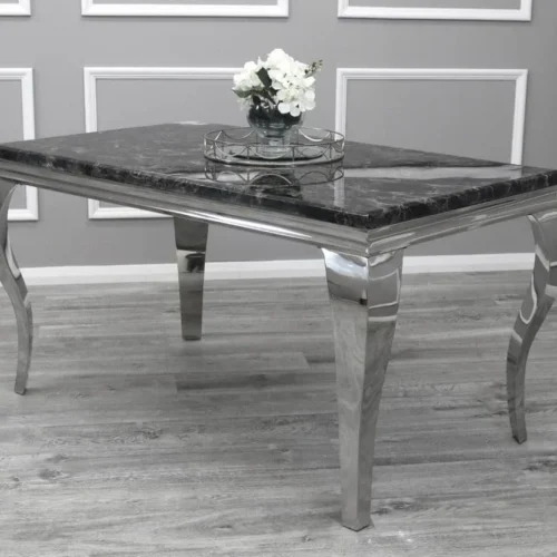 Louis Black Marble Dining Table