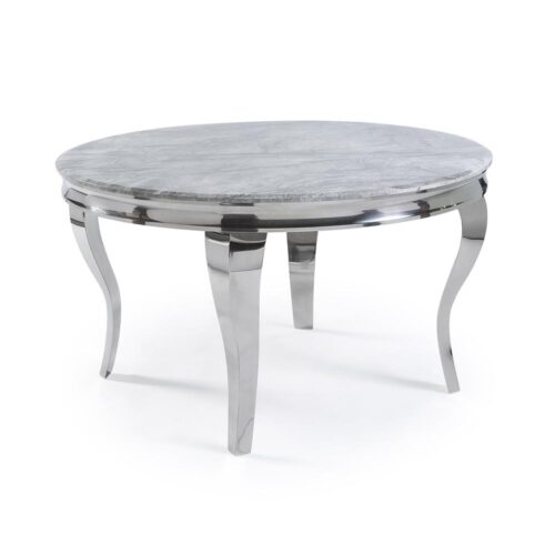 Louis Dining Table 1.3m Round With Light Grey Marble Top