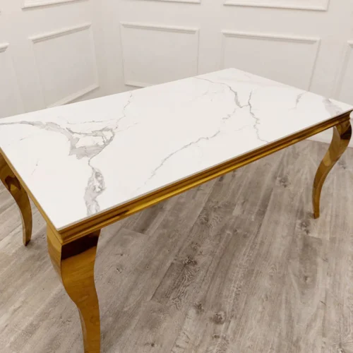 Louis Gold Ceramic Marble & Chrome Dining Table 3 Colours2