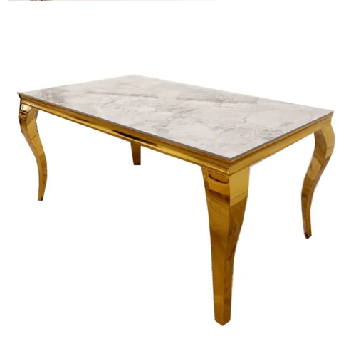 Louis Gold Ceramic Marble & Chrome Dining Table 3 Colours4