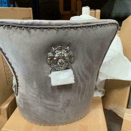 Louis Grey Marble 150cm Dining Table + Grey Lion Chairs, Bench Option4