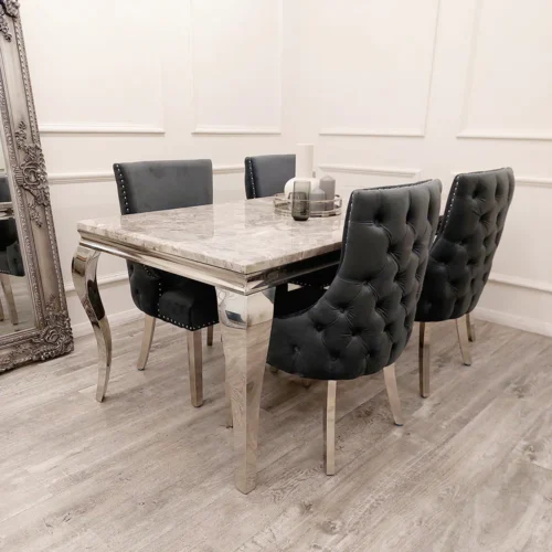 Louis Grey Marble Dining Table1