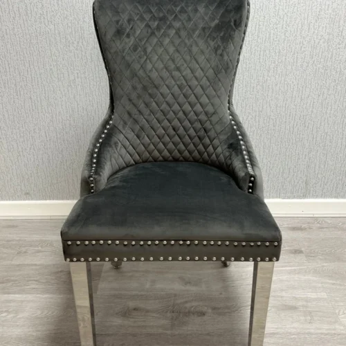 Louis Marble 160cm Dining Table + Victoria Grey Ring Chairs, Bench Option4