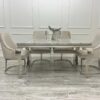 Louis Marble & Chrome Dining Table With Carlton Beige4