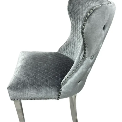 Louis Marble & Chrome Dining Table With Valente Lion Knocker Velvet Chairs & Bench5