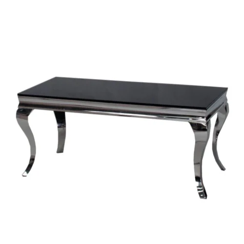 Faeture of the louis dining table in black glass