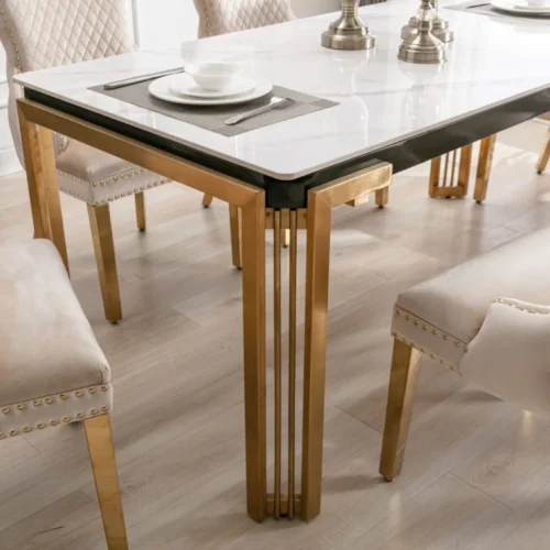 Sorrento Rectangle 150cm Ceramic Gold Table