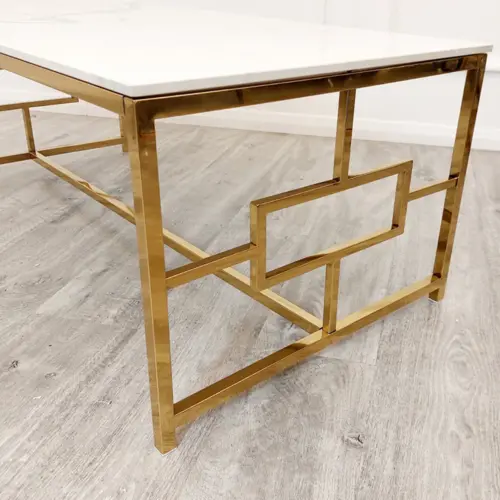 Geo Gold Coffee Table With Polar White Sintered Top 3