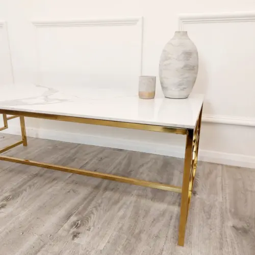 Geo Gold Coffee Table With Polar White Sintered Top 4