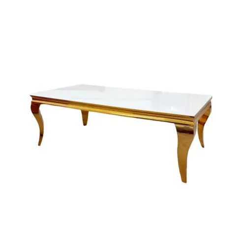Louis Gold Coffee Table With White Glass Top