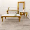 Louis Gold Coffee Table With White Glass Top 5