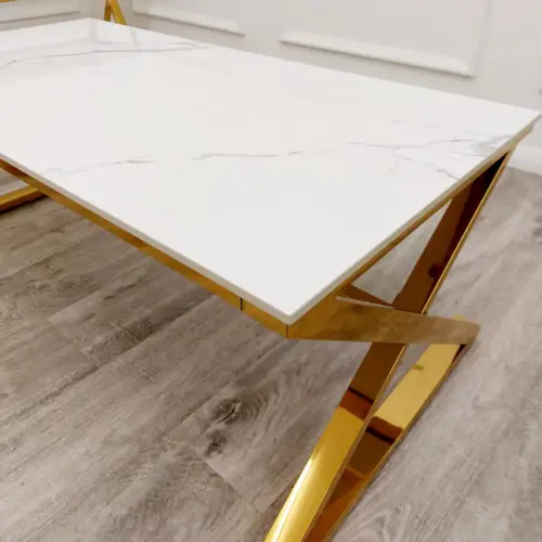 Zion Gold Coffee Table With Polar White Sintered Top 3