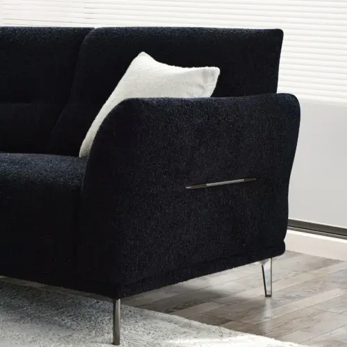 Albany Sofa Range In Black Lux Boucle Fabric 3