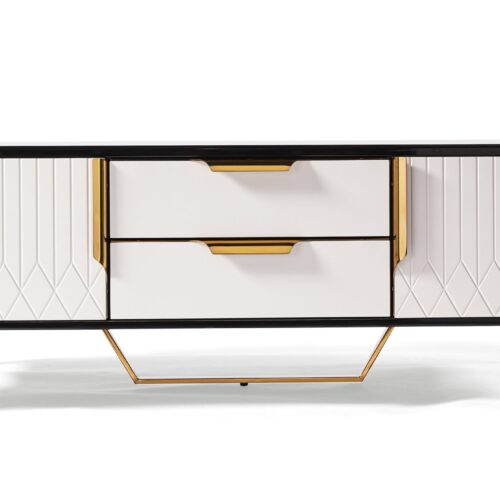 Amal Ribbed Coffee Table - White & Gold featured image