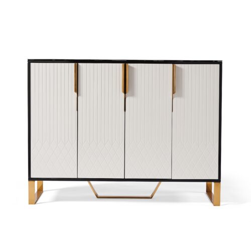 Amal Ribbed Sideboard - White & Gold featured image