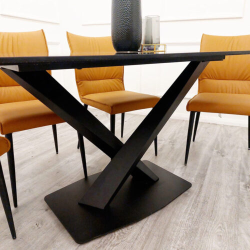 Apollo 1.6m Black Dining Table with Black Sintered Stone Top detail image