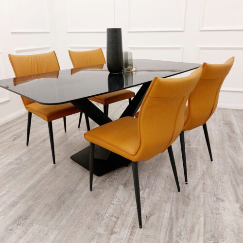 Apollo 1.6m Black Dining Table with Black Sintered Stone Top detail image