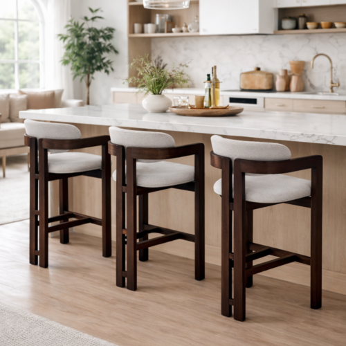 Clara Walnut Barstool in Oatmeal Boucle product image 8