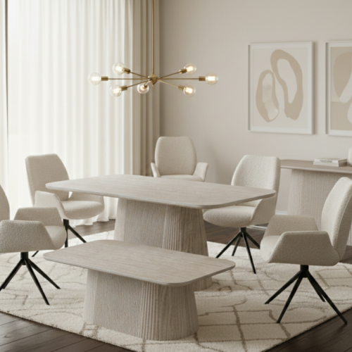 Davos Beige Oval Ceramic Dining Table 160cm product image 2