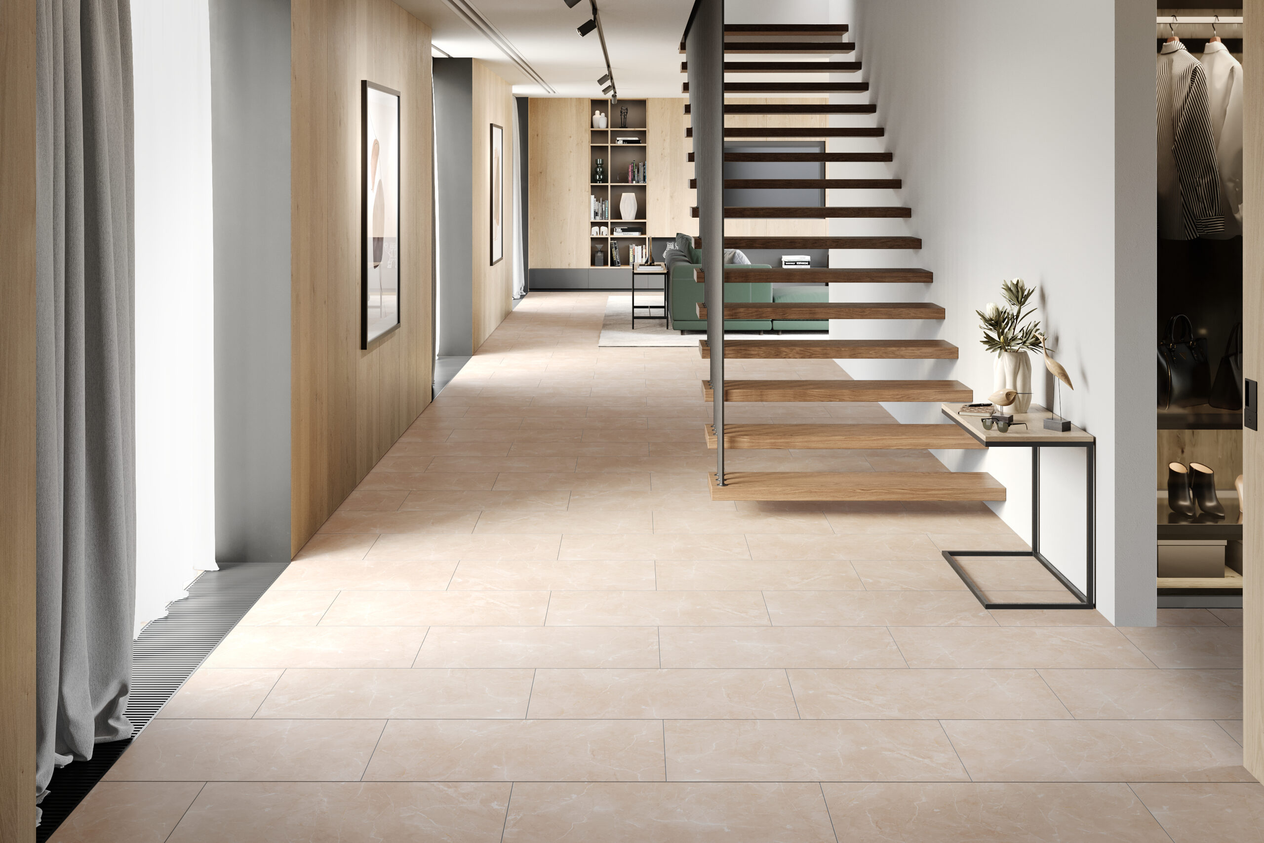 Falquon Botticino Light 8mm Stone Effect Laminate Flooring (High Gloss) - image 2