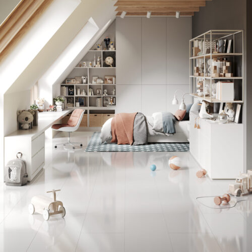 Falquon White 8mm Stone Effect Laminate Flooring (High Gloss) - image 3