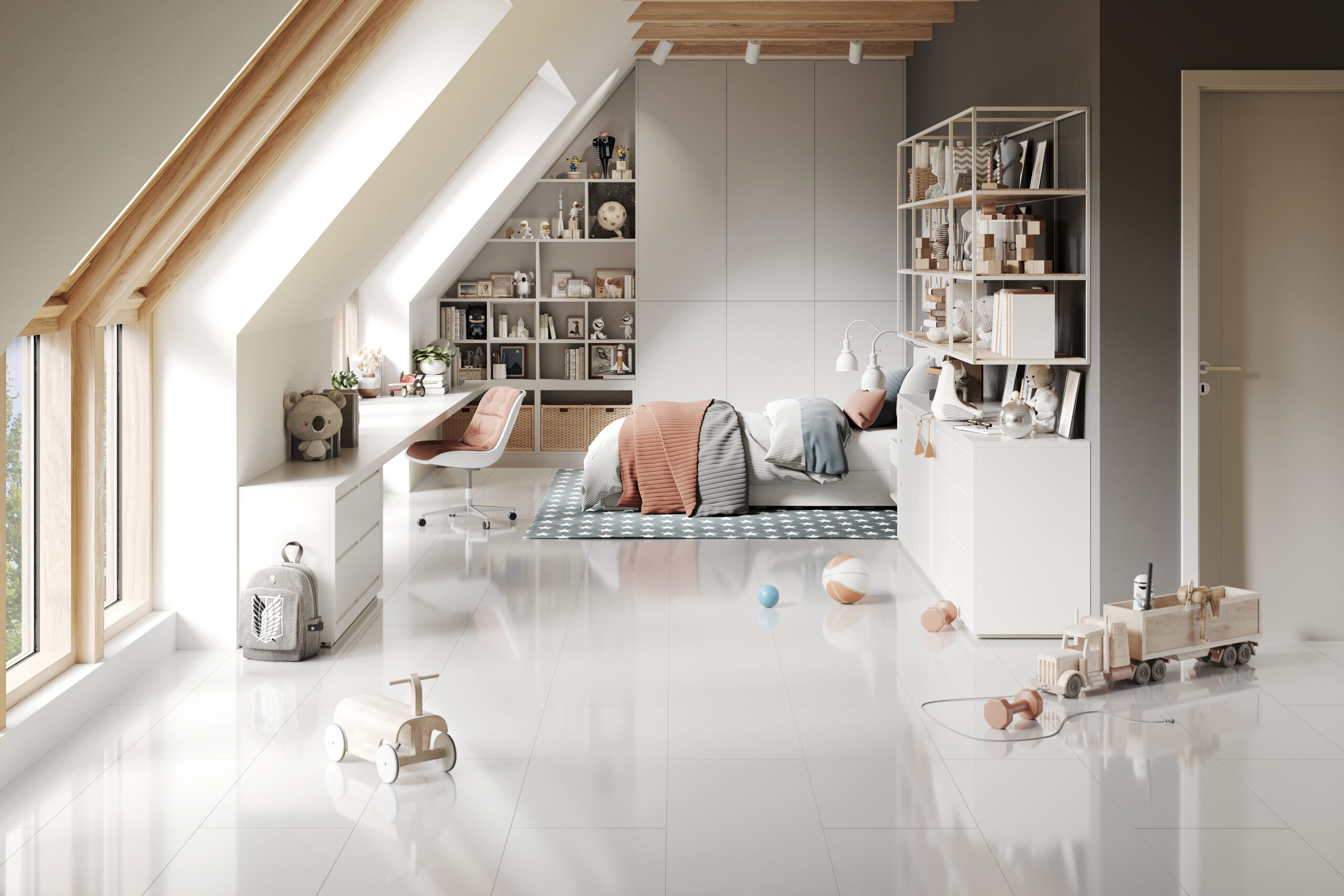 Falquon White 8mm Stone Effect Laminate Flooring (High Gloss) - image 3