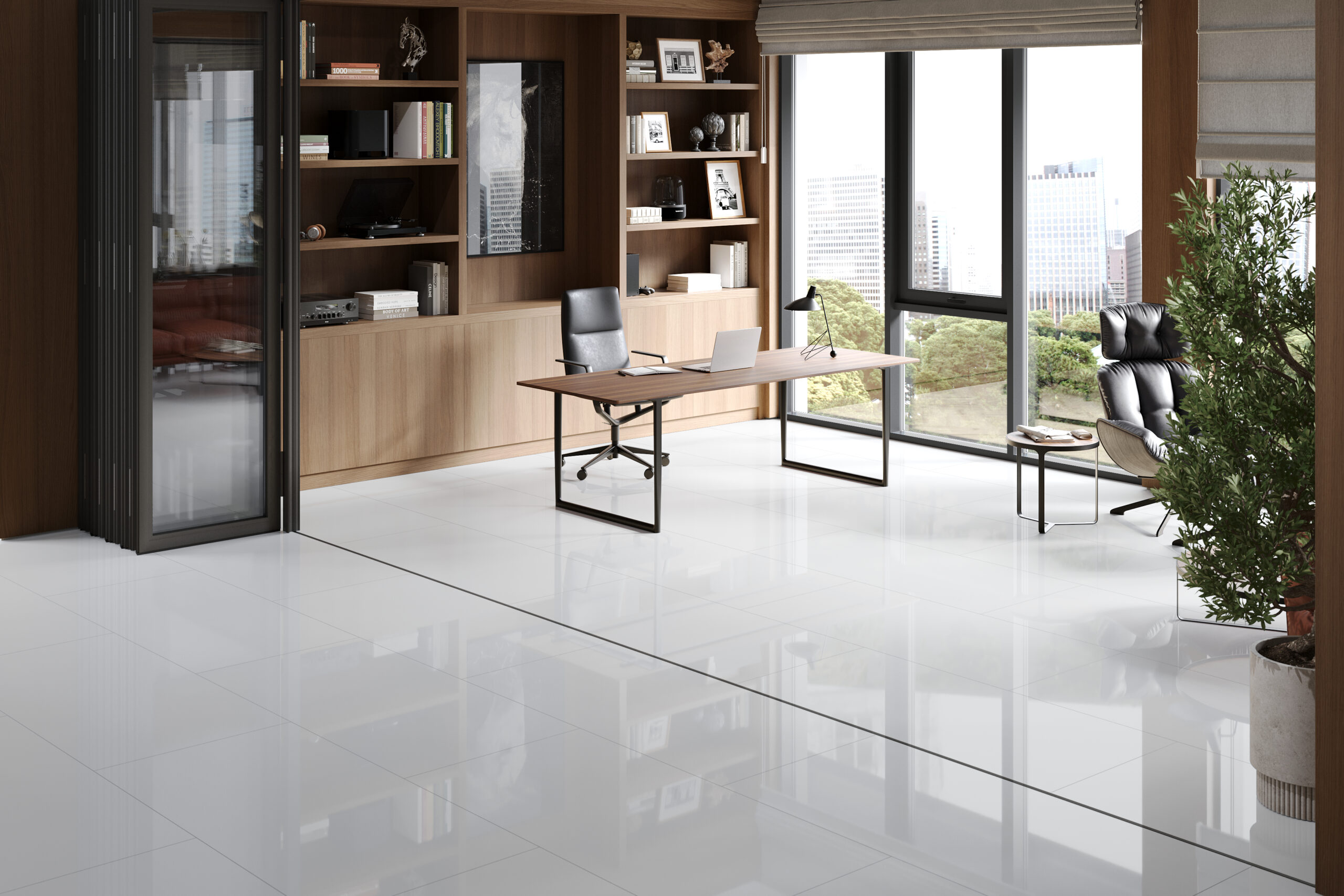 Falquon White 8mm Stone Effect Laminate Flooring (High Gloss) - image 4
