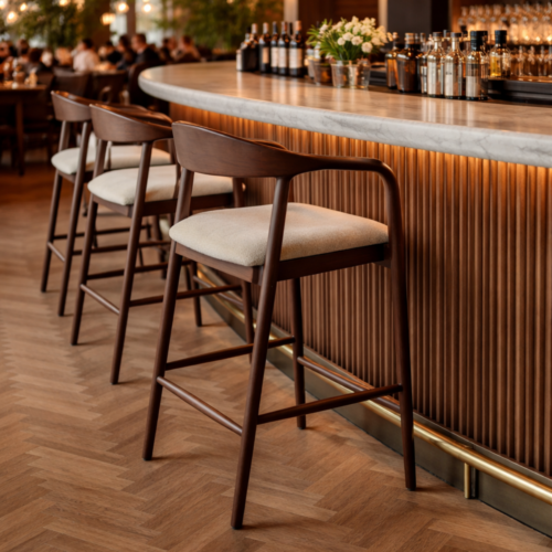 Tess Walnut Barstool in Oatmeal Boucle product image 8