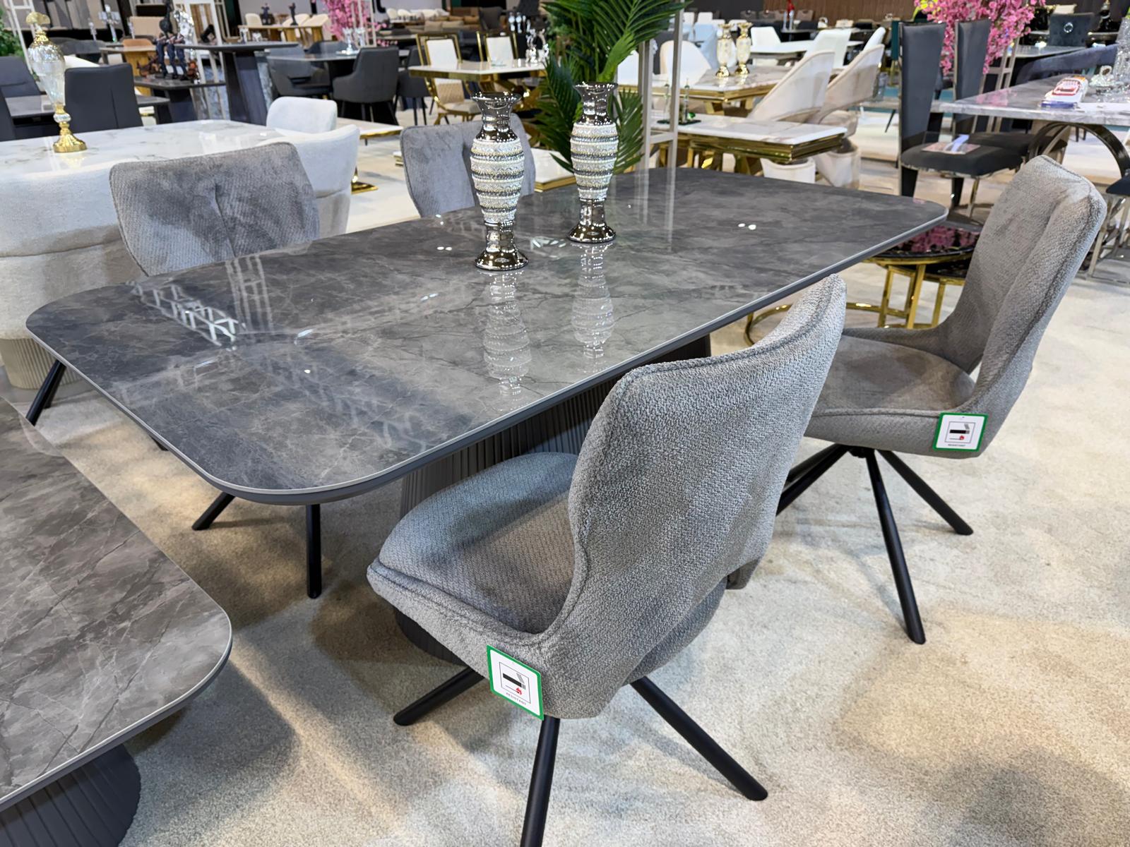 Davos Grey Oval Ceramic Dining Table 180cm product image 4