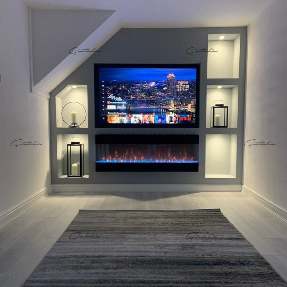 Mirage Mantel Fire 50 Inch Electric Fireplace – Black