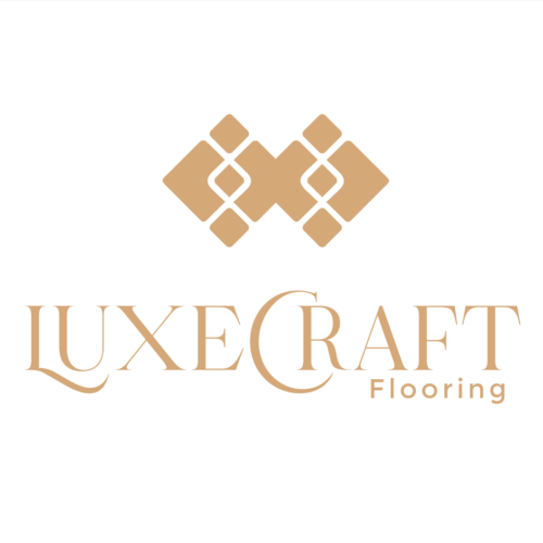 LuxeCraft official logo in fawn golg with white background