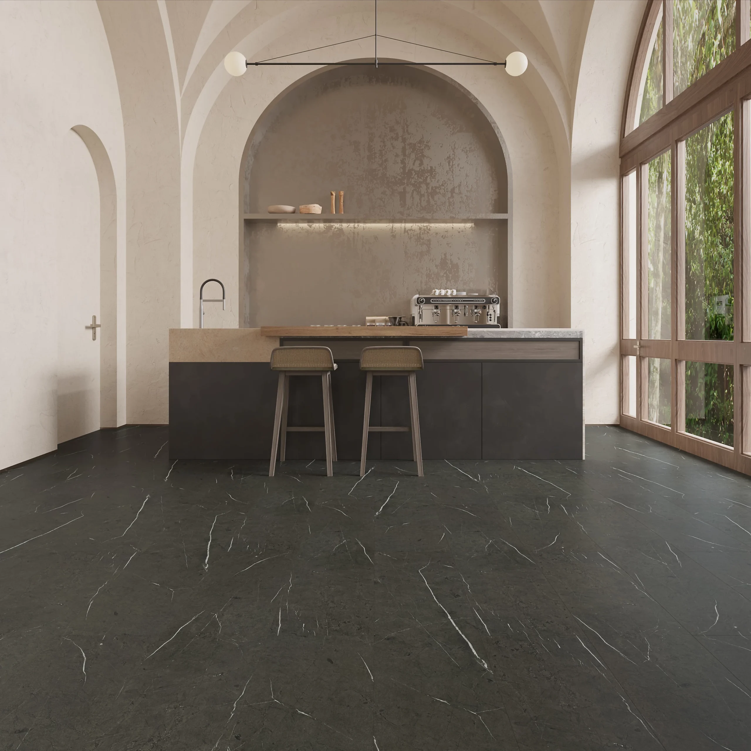 Anglo Flooring Marbra Vintage Black Gloss Marble Tile Effect Plank Laminate Flooring 8mm 2 19m ~9501956161247 02c Mp