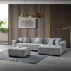 Leonard Boucle Corner Sofa in Cloudy Grey - Right