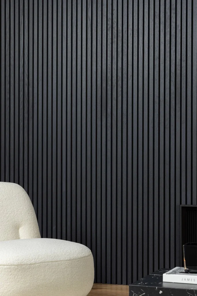 Real Wooden Acoustic Slatted Wall Panel One Strip – Charcoal Black