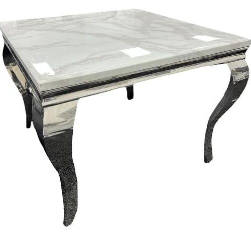 Louis 100CM Square Marble & Chrome Dining Table - 3 Colours