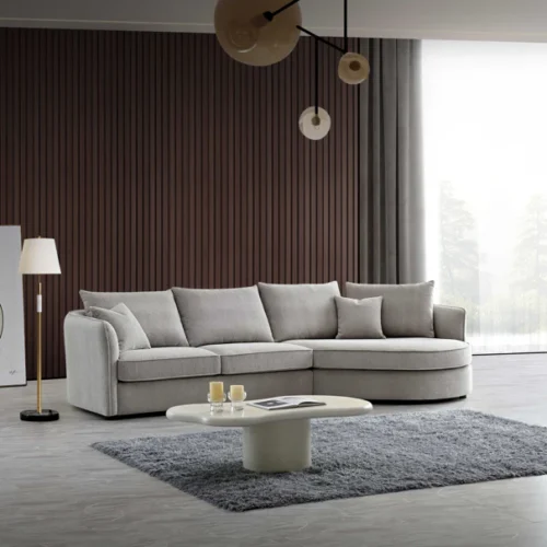 Rubin Corner Chaise In Pebble Boucle