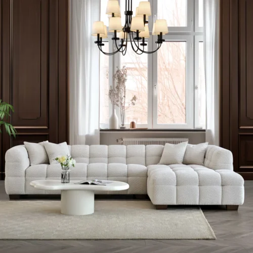 Tribeca Corner Group in Oatmeal Boucle Fabric