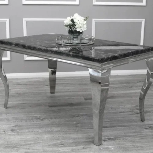 Louis 120CM Marble & Chrome Dining Table - 4 Colours