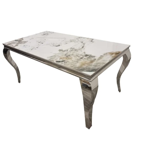 Louis Chrome Marble & Chrome Dining Table 3 Colours