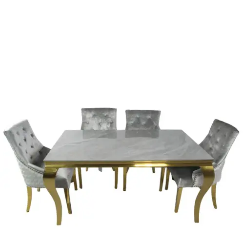 Louis 180cm Marble Gold Leg Dining Table 4 Colours